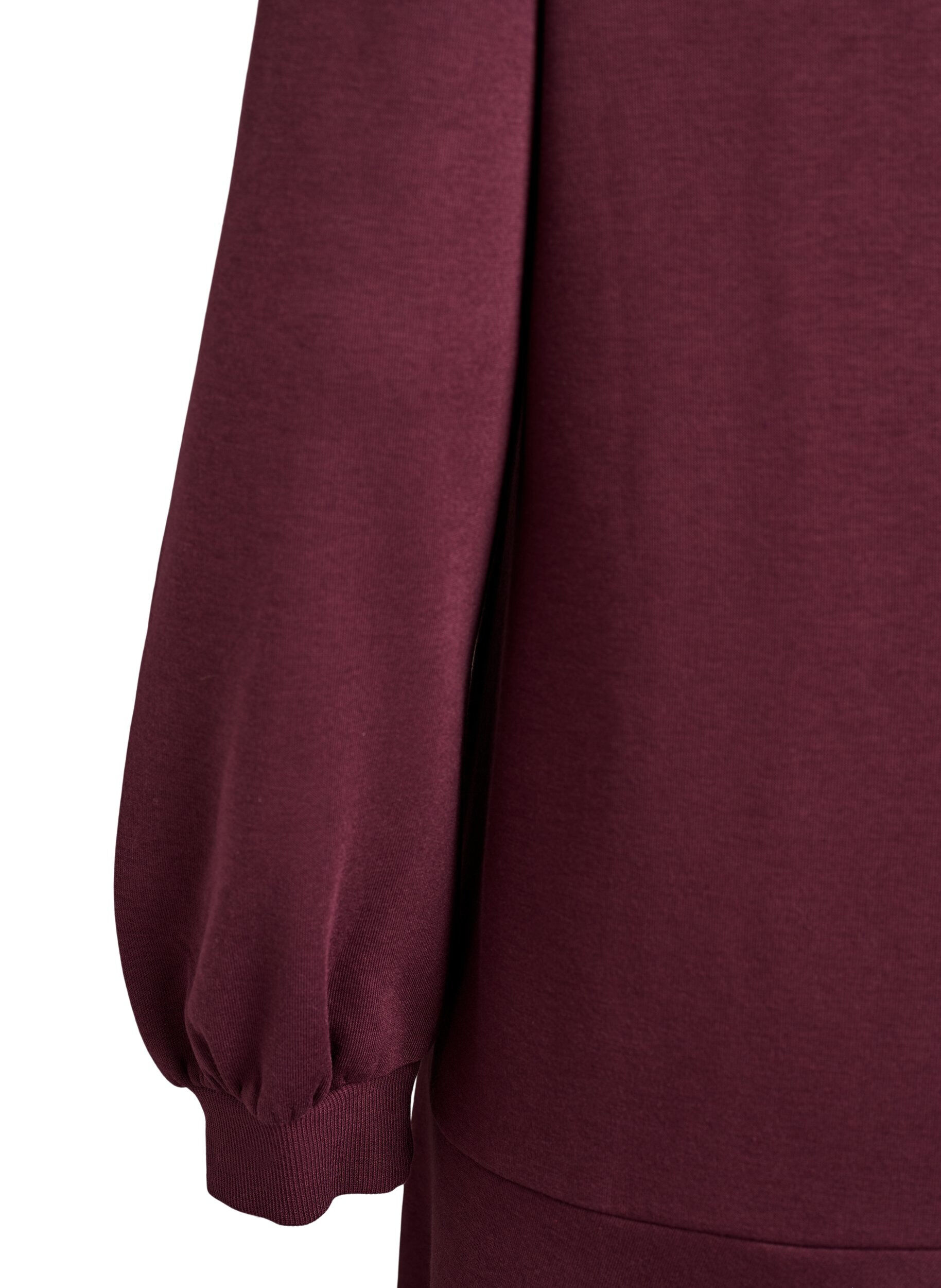 Zizzifashion Short sweat dress with ruffle detail, Dark Bordeaux, Packshot image number 3