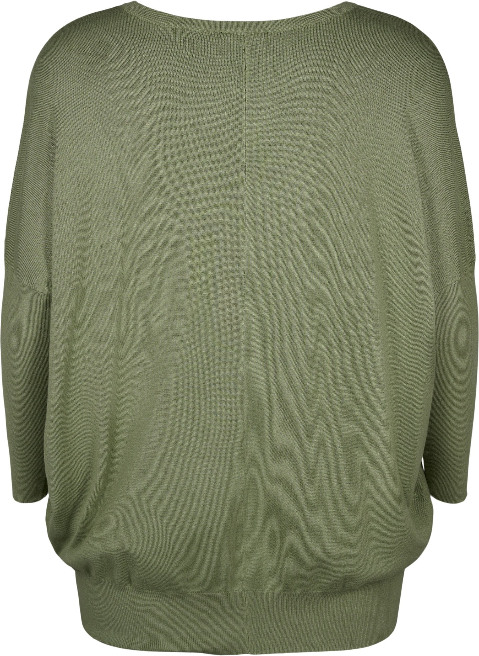 Zizzifashion Knitted tunic in viscose blend, Oil Green, Packshot image number 1