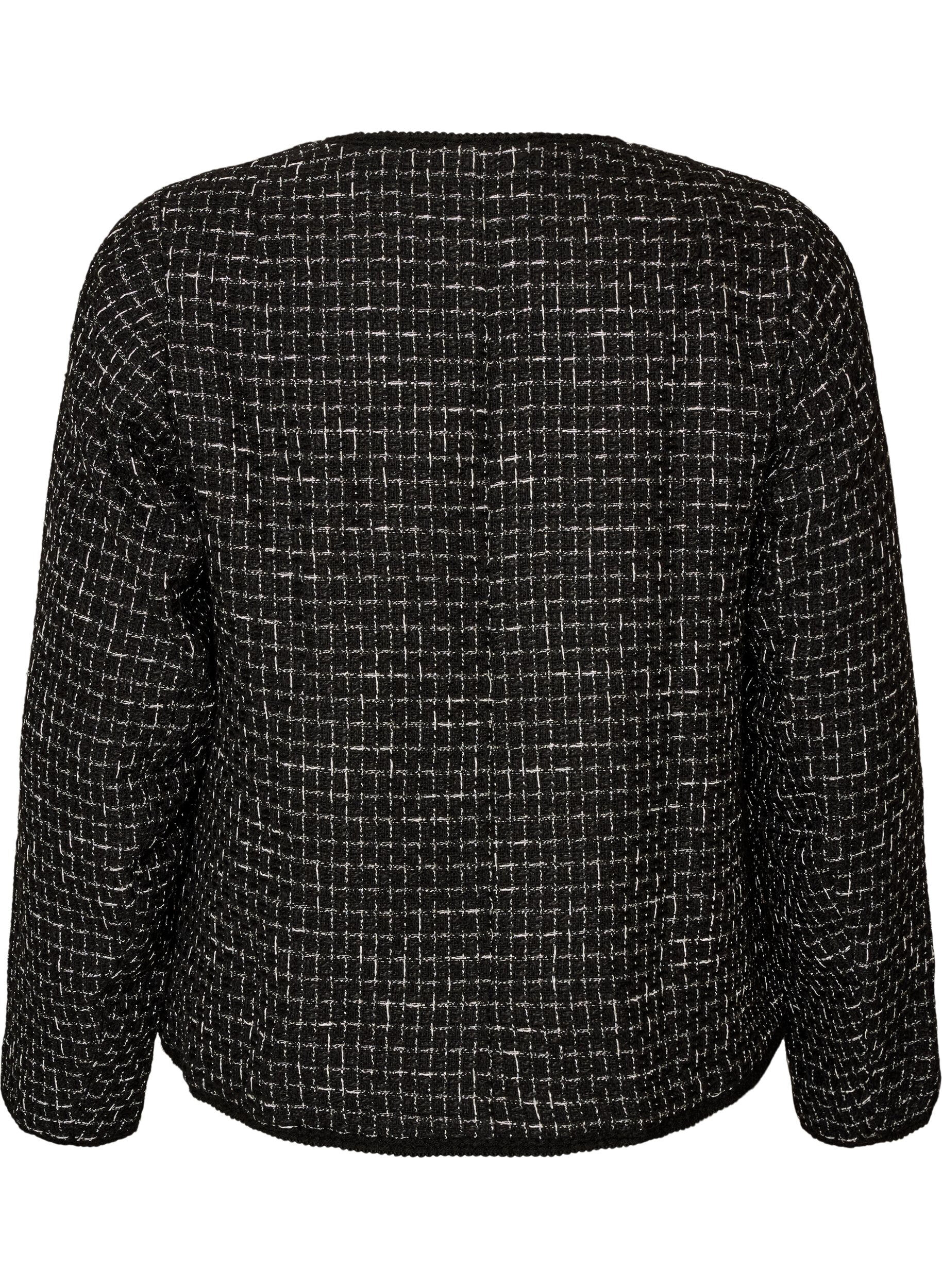 ZizzifashionJacket in boucl&eacute; with gold-coloured buttons, Black, Packshot image number 1