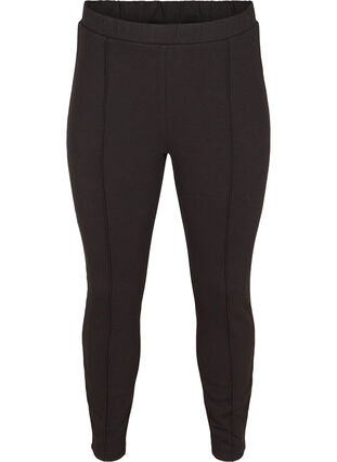 7/8-length leggings with decorative seams, Black, Packshot image number 0