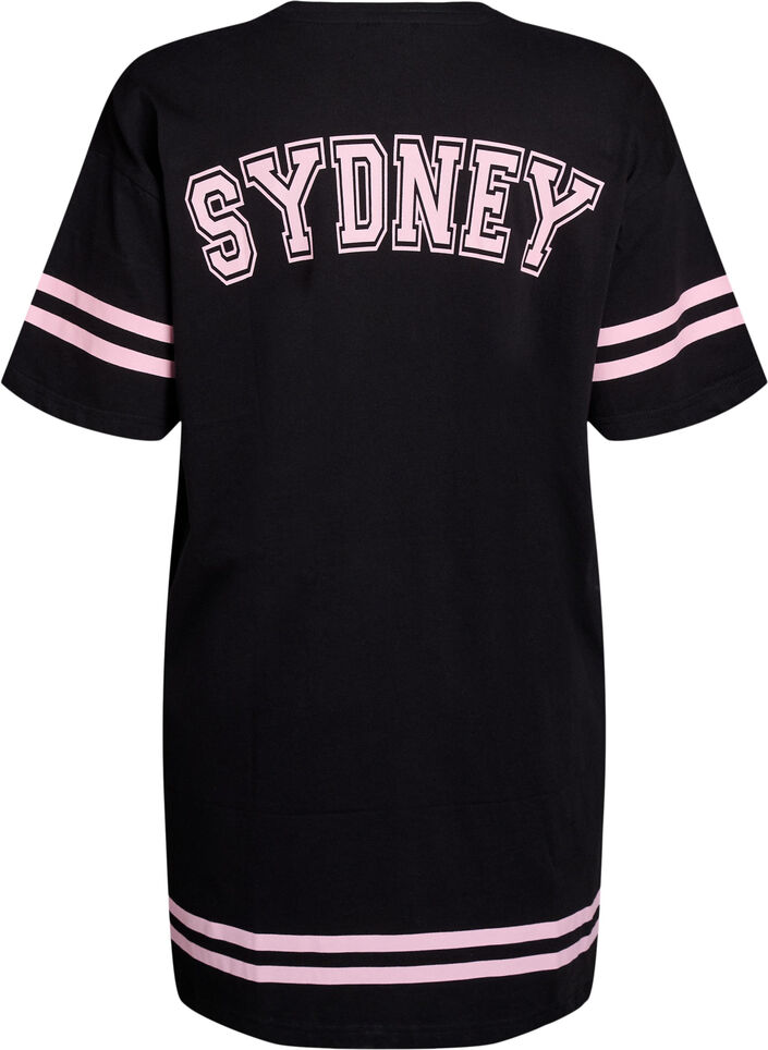 Short T-shirt dress with sporty details, Black, Packshot image number 1