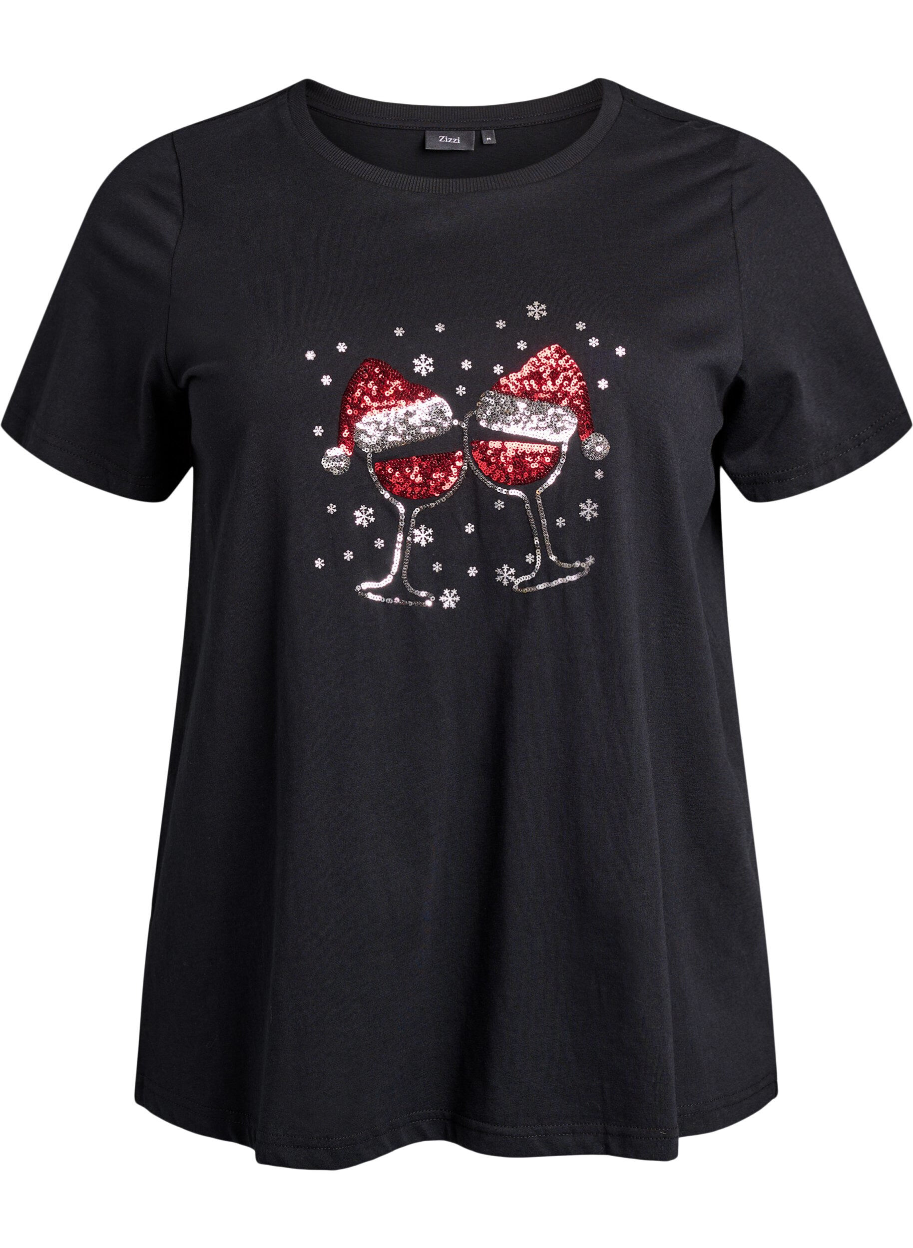 ZizzifashionChristmas t-shirt in organic cotton, Black, Packshot image number 0