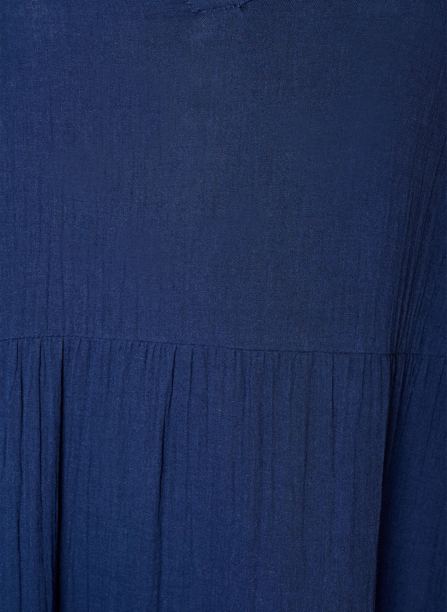 ZizzifashionA-line midi dress in cotton muslin, Blue, Packshot image number 2