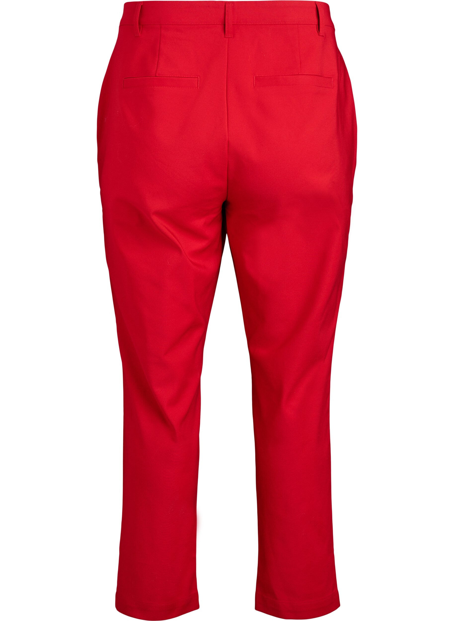 Zizzifashion High-waisted trousers with straight legs, Red, Packshot image number 1