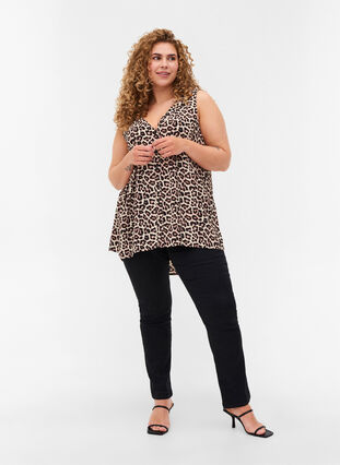 Printed viscose top with buttons, Leo, Model image number 2