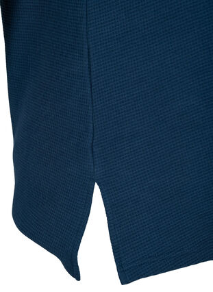 Cotton blouse with V-neck and 3/4 sleeves, Navy Blazer, Packshot image number 3