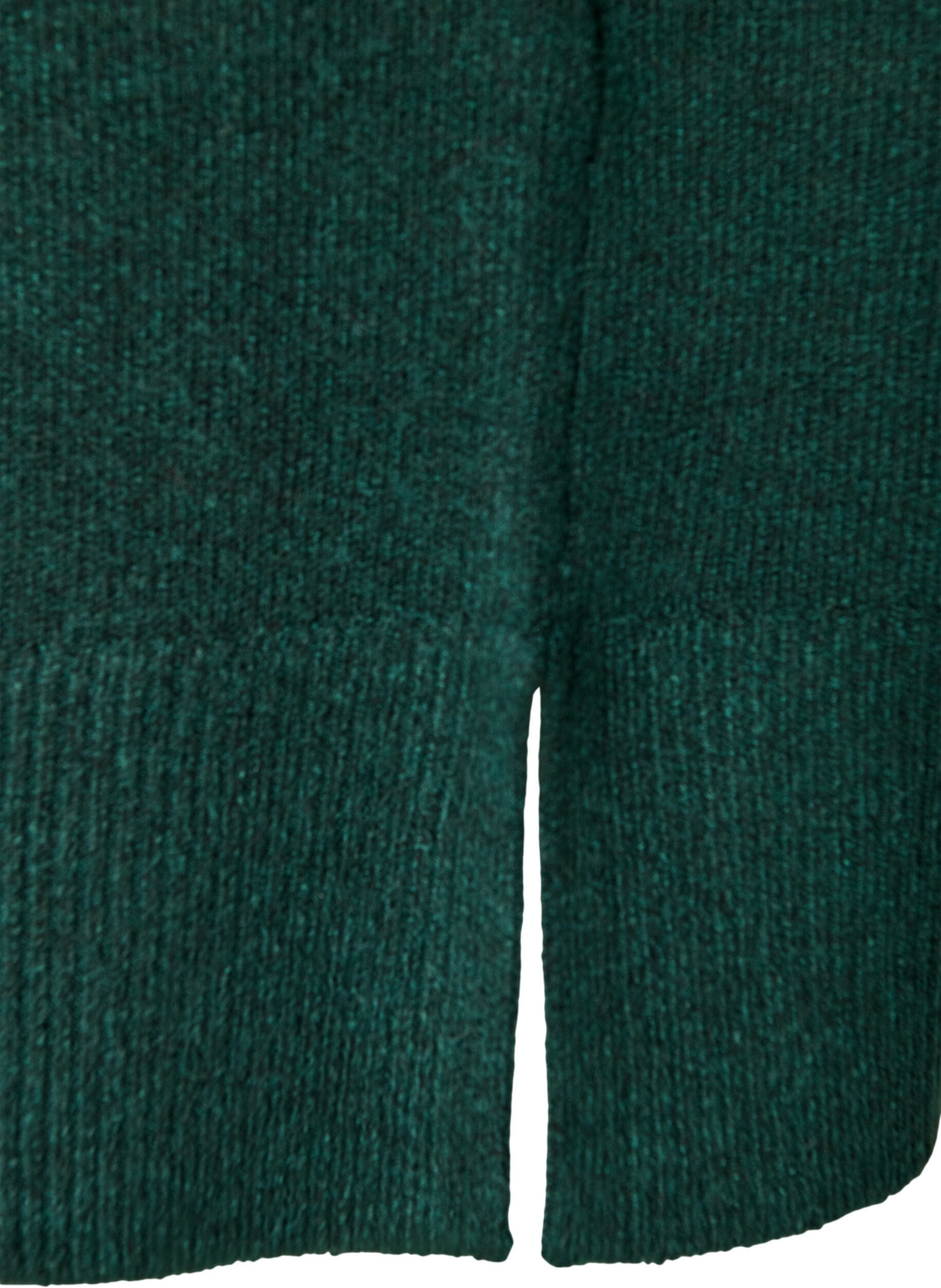 ZizzifashionShort knitted dress with wavy hem and slits, Green, Packshot image number 3