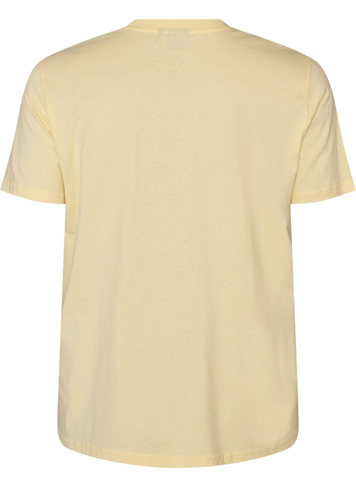 Basic cotton T-shirt with round neck, Yellow, Packshot image number 1