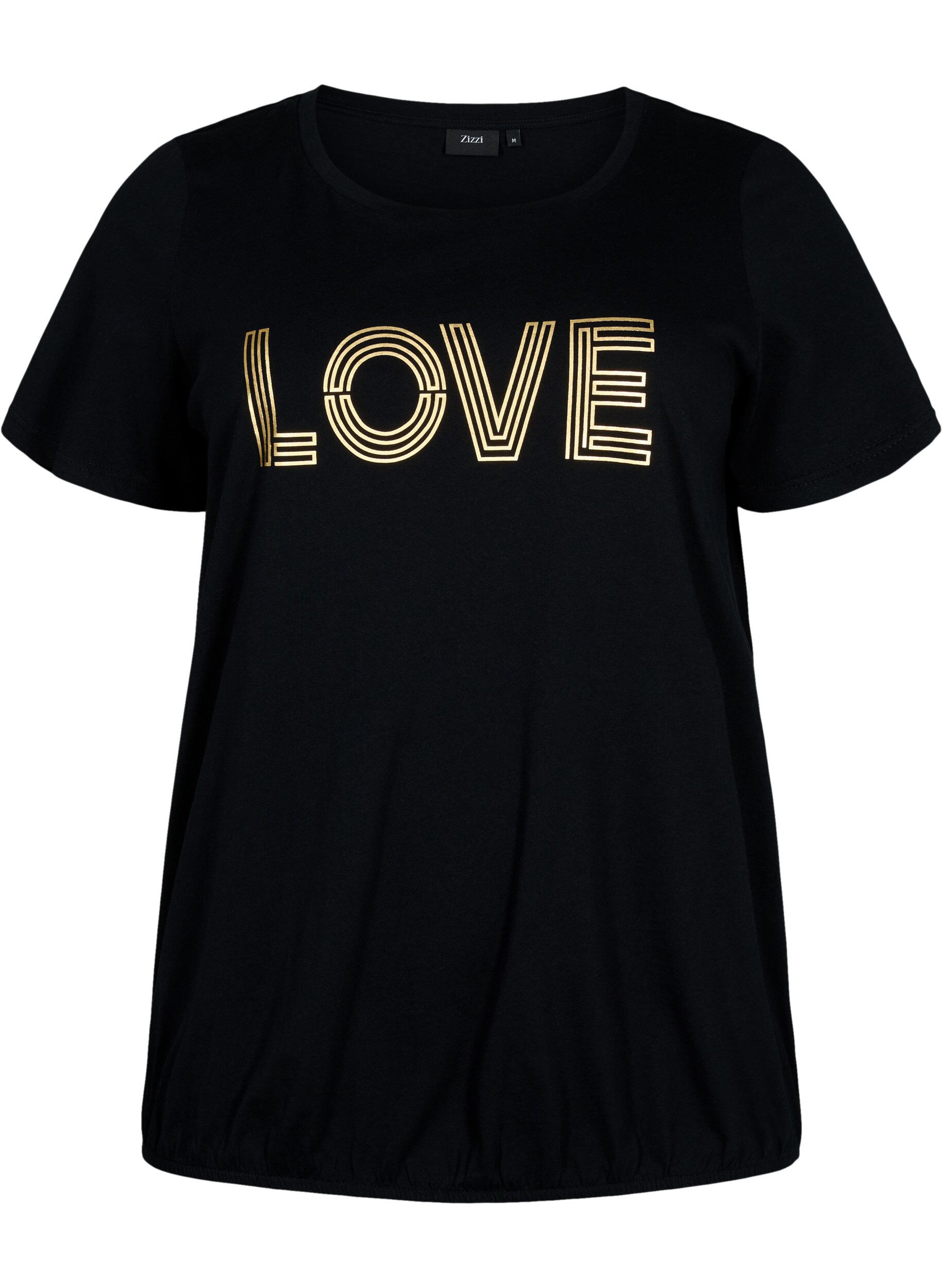 Zizzifashion Cotton t-shirt with foil print, Black W. Love, Packshot image number 0