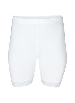 Cycling shorts with lace trim, Bright White, Packshot image number 0