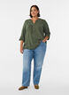 Blouse in cotton muslin with broderie anglaise, Green, Model image number 1