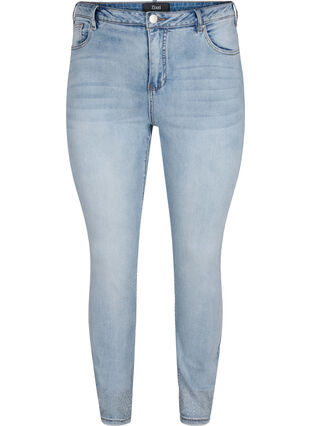 High-waisted Amy jeans with decorative rhinestones, Light blue, Packshot image number 0
