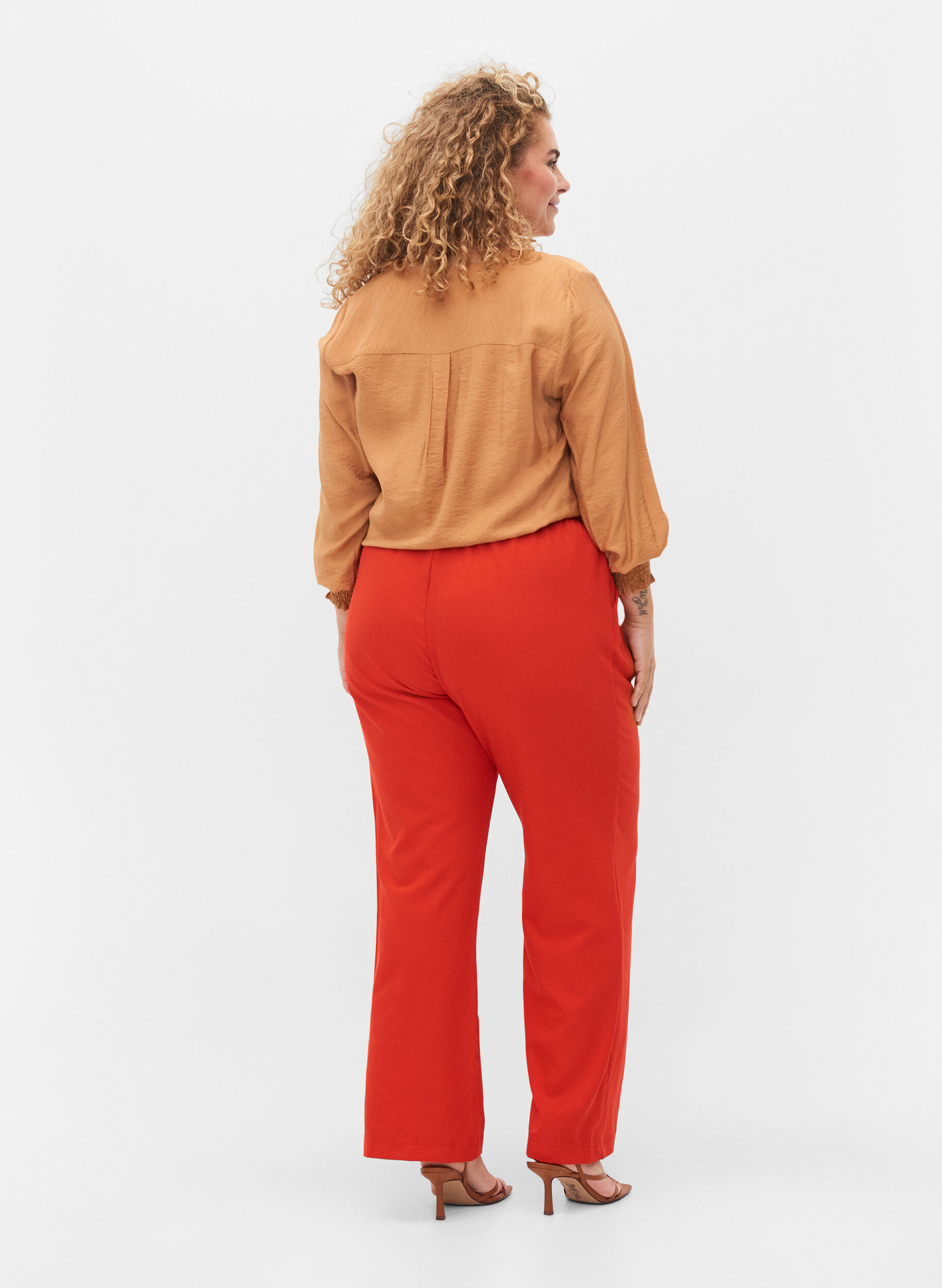Zizzifashion Flared trousers with pockets, Red, Model image number 1