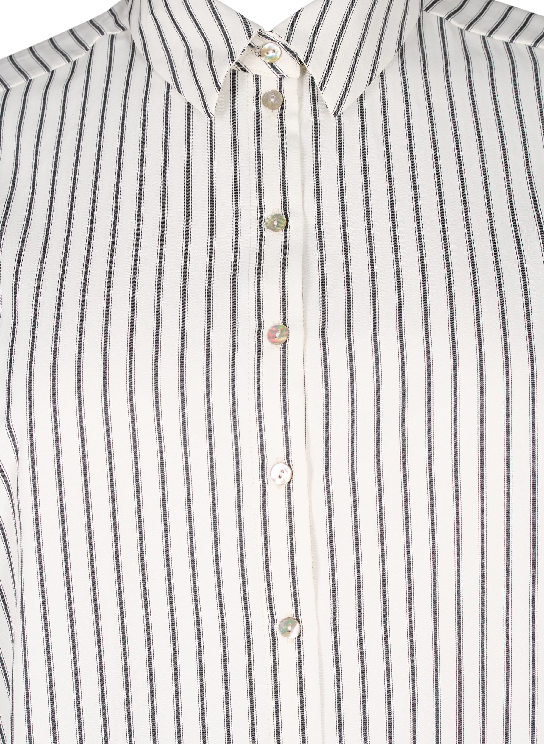 Zizzifashion Striped shirt with wide cuffs, White, Packshot image number 2
