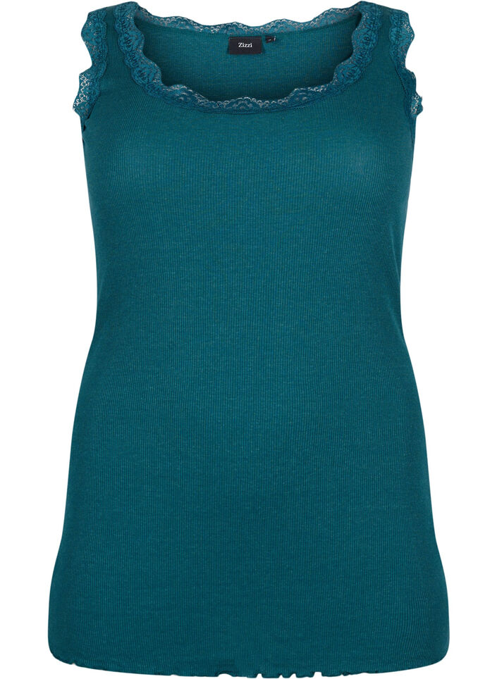 Top with lace trim, Green, Packshot image number 0