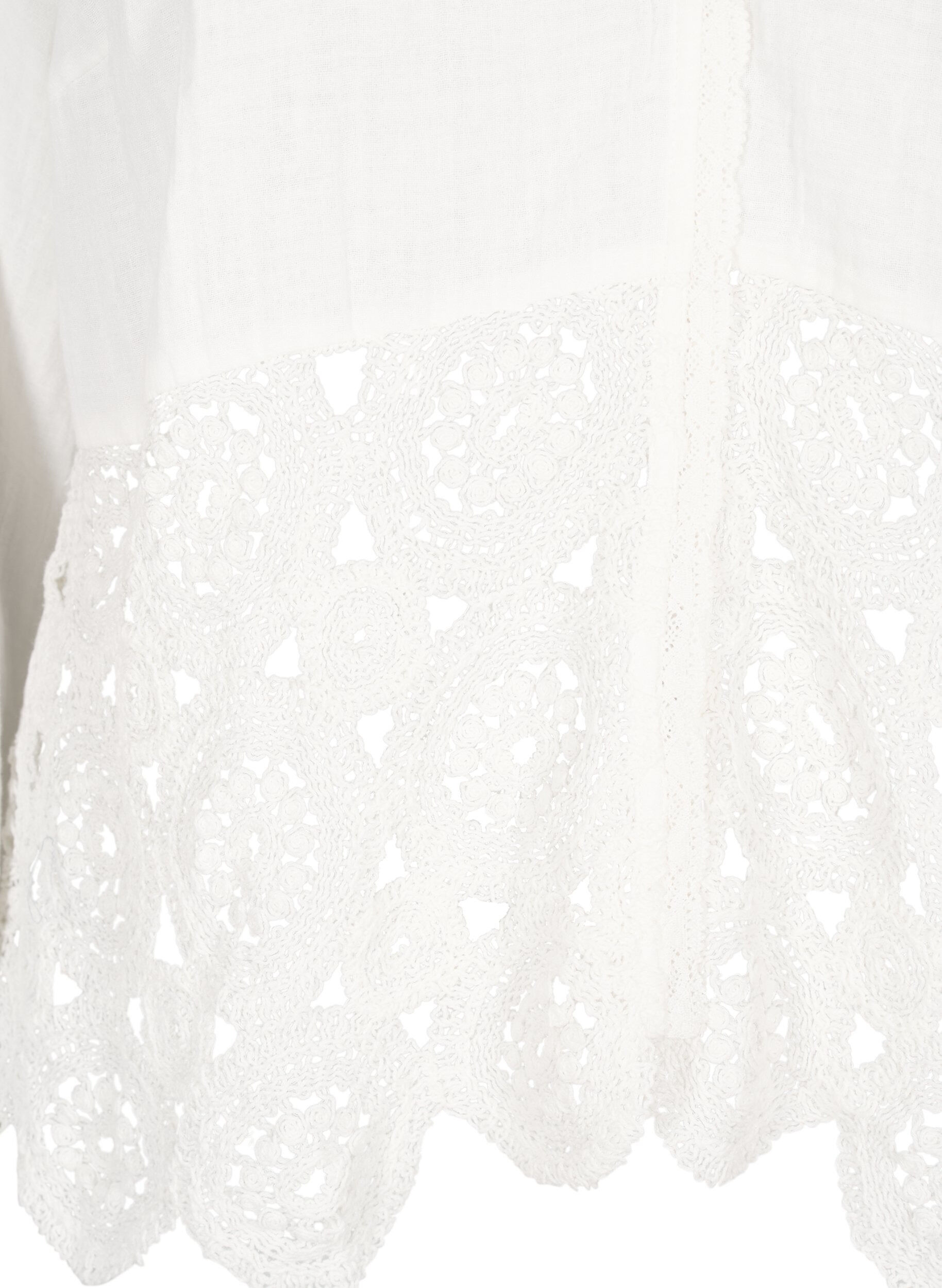 Zizzifashion Cotton muslin shirt blouse with crochet details, Vanilla, Packshot image number 2