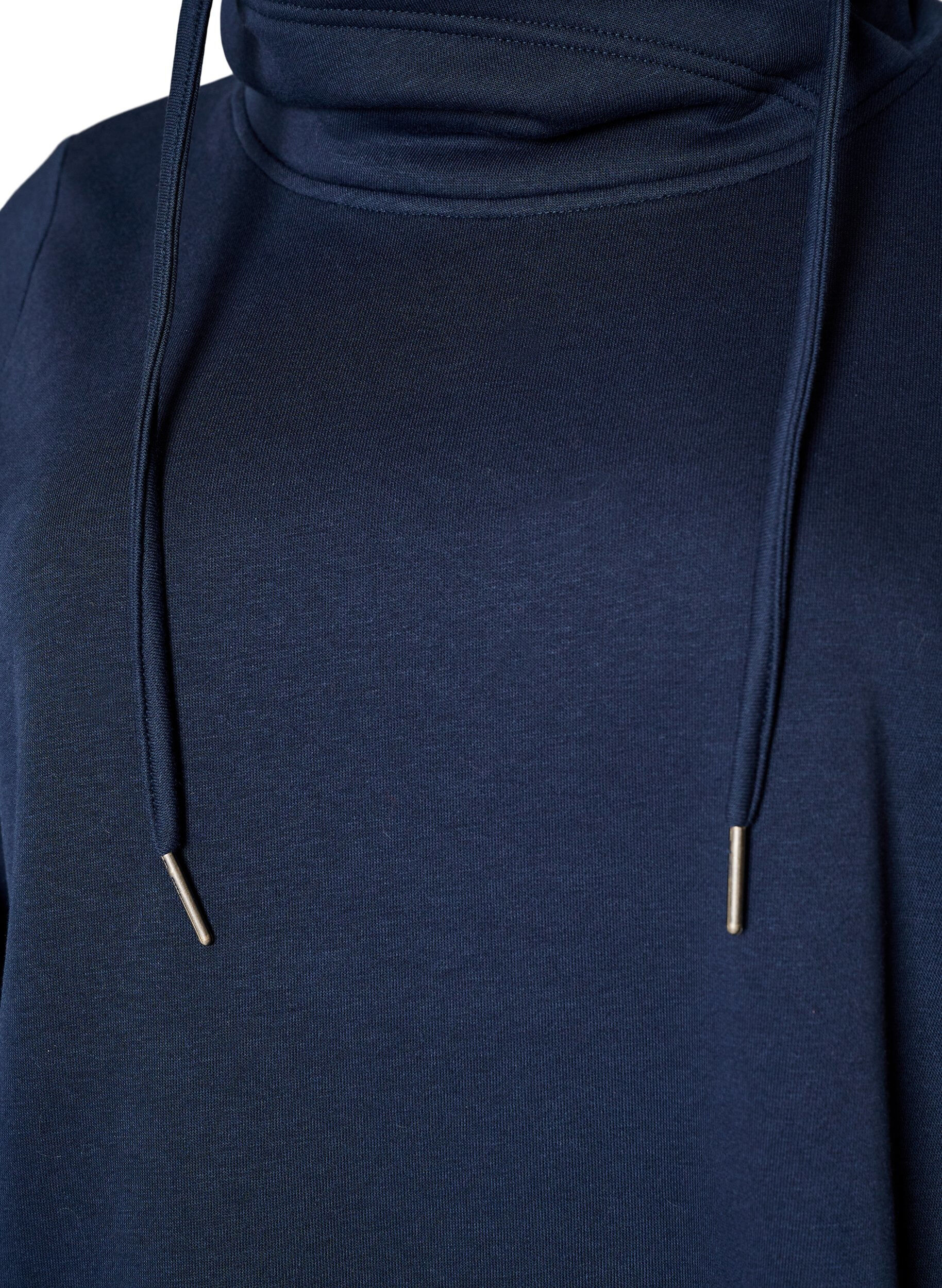 ZizzifashionSweatshirt with high collar and pockets, Blue, Packshot image number 2