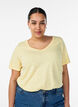 Short-sleeved basic t-shirt with v-neck, Yellow, Model image number 0
