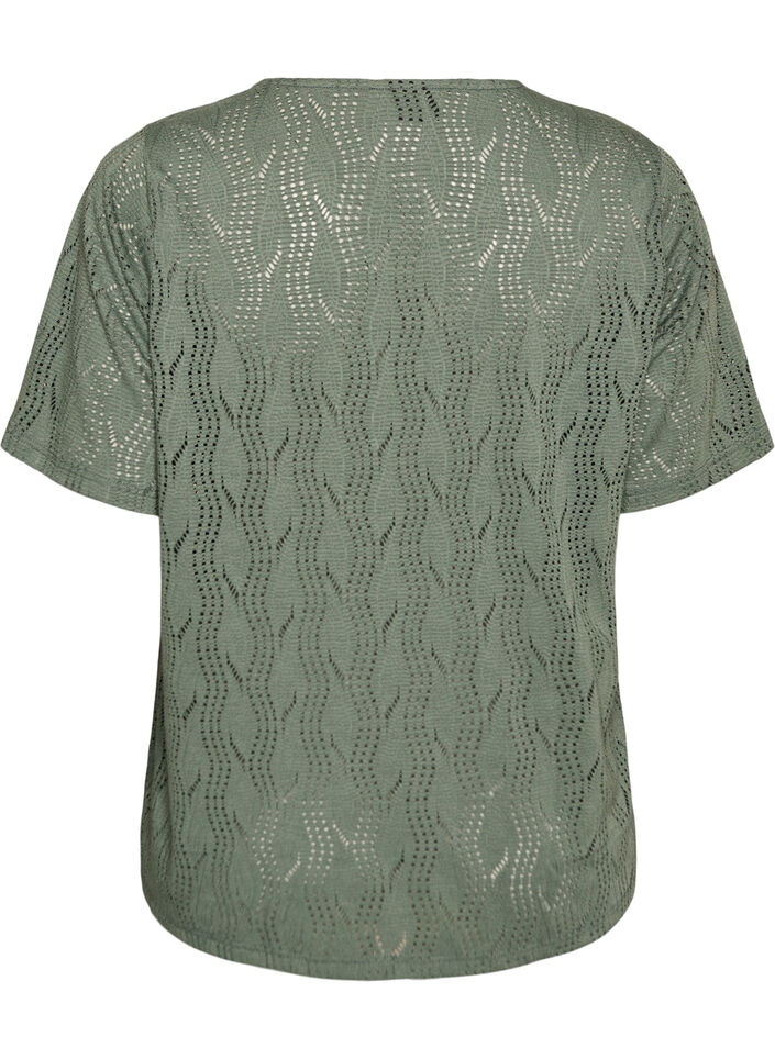 Jersey t-shirt with eyelet embroidery, Green, Packshot image number 1