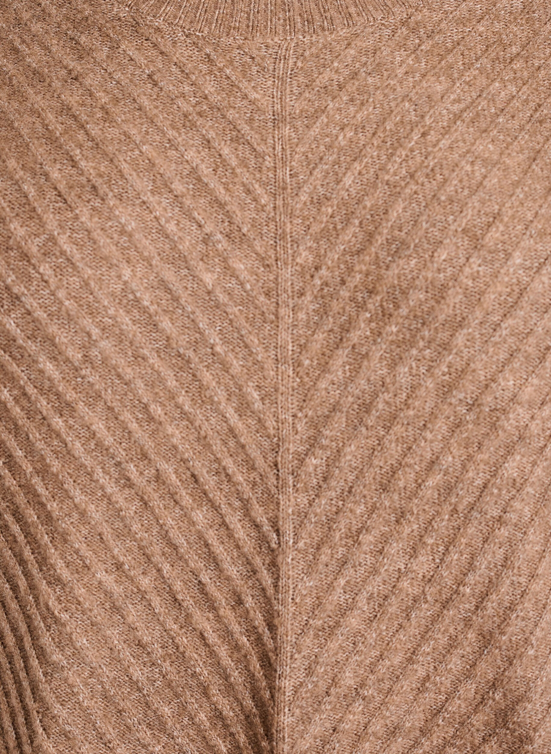 Zizzifashion Short knitted dress with a V-shaped textured pattern, Brown, Packshot image number 2
