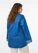 Loose denim blouse with collar and button placket, Blue, Model image number 2