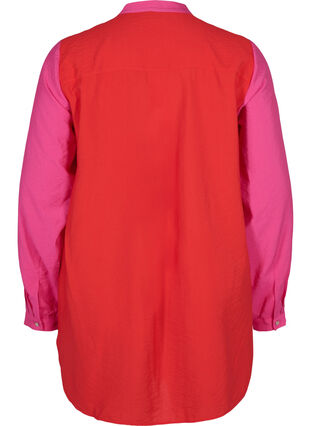 Long colour-block shirt, Pink Red Block, Packshot image number 1