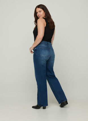 Gemma jeans with a regular fit and high waist, Blue denim, Model image number 0