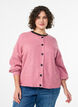 Ribbed cardigan with buttons, Rose, Model image number 0