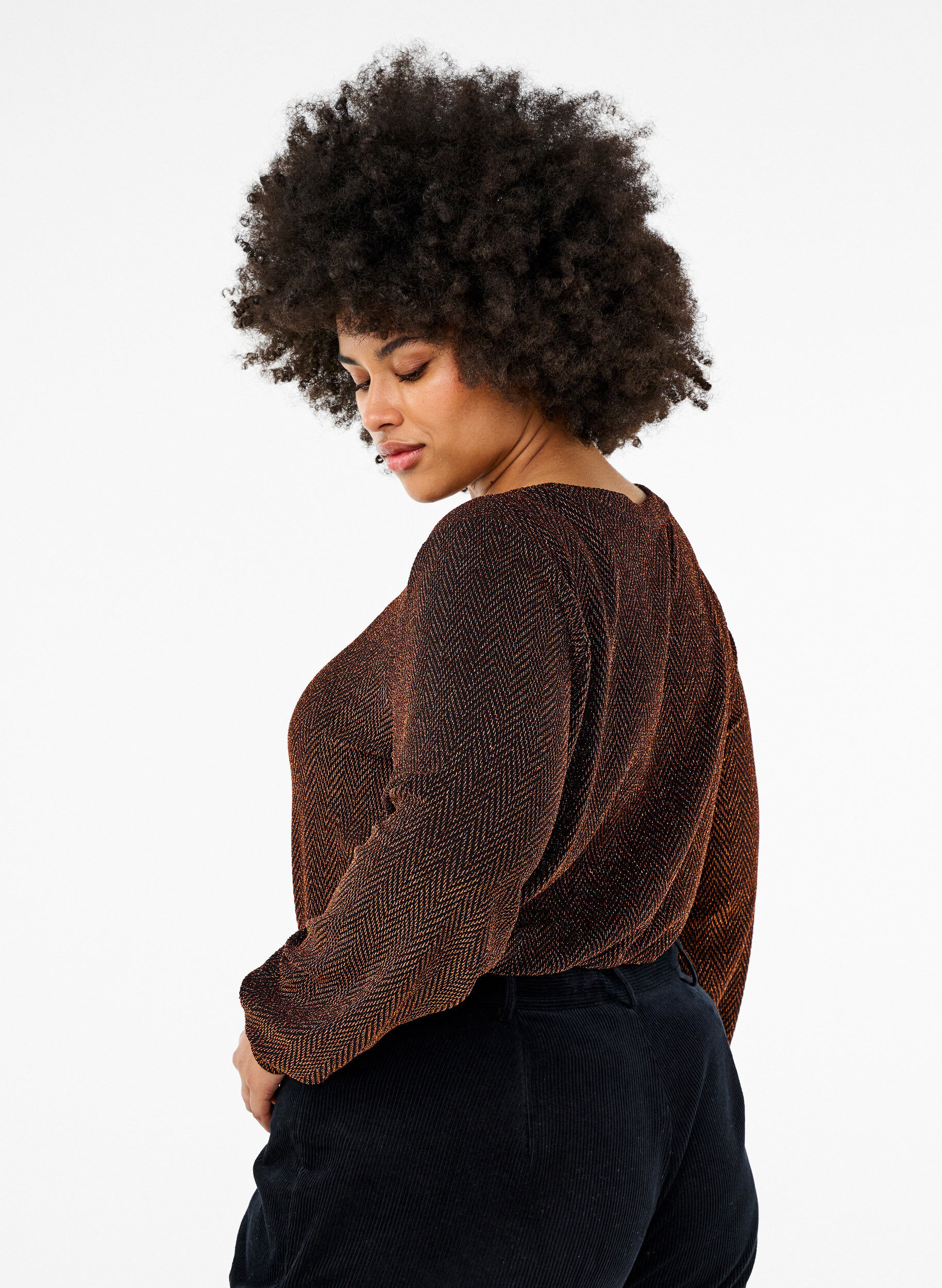 Zizzifashion Blouse with glitter pattern, Copper ZigzagShimmer, Model image number 1