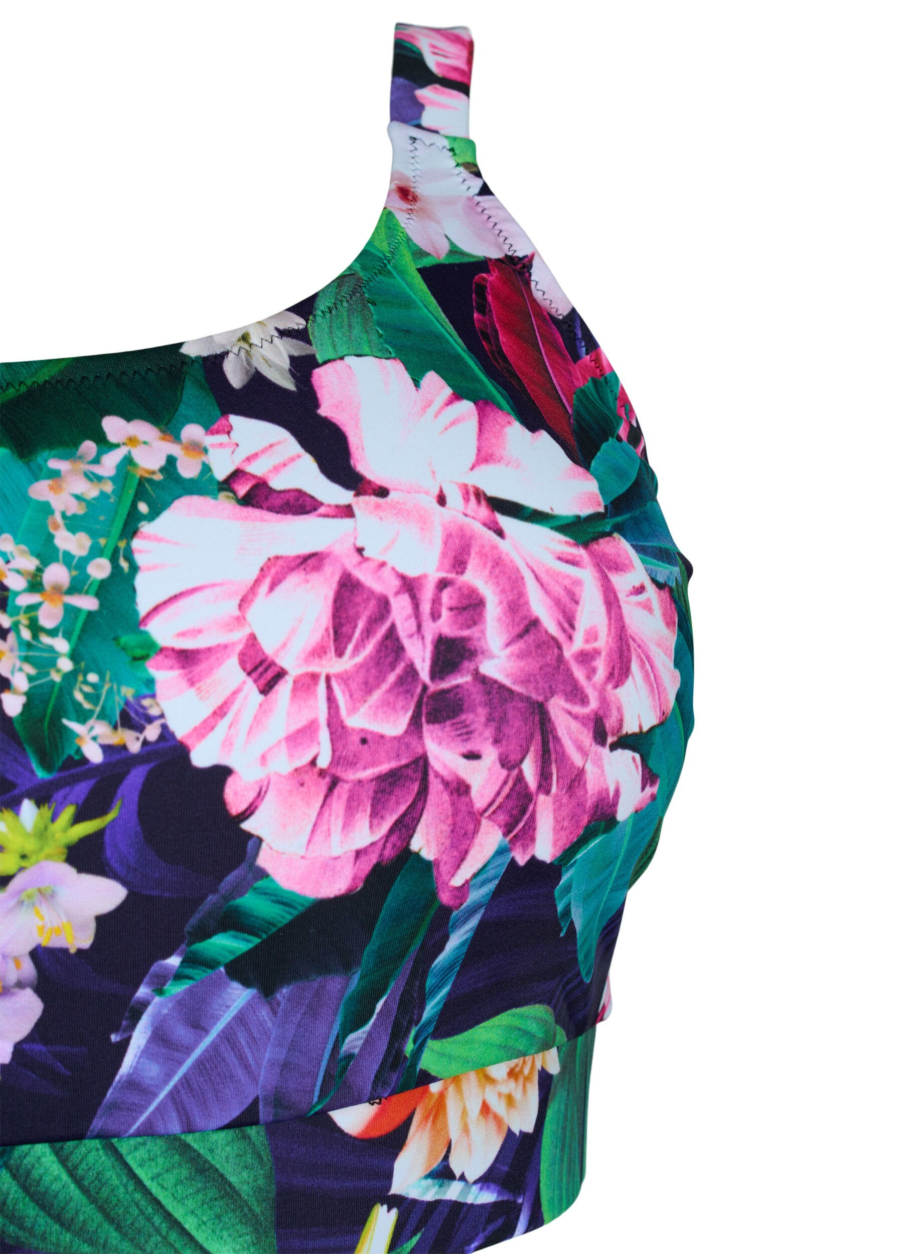 Zizzifashion Bikini top with adjustable shoulder straps, Flower Print, Packshot image number 2