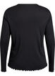 Jersey blouse with buttons and wavy edges, Black, Packshot image number 1