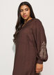 Viscose dress with embroidery and tiered ruffles, Brown, Model image number 2