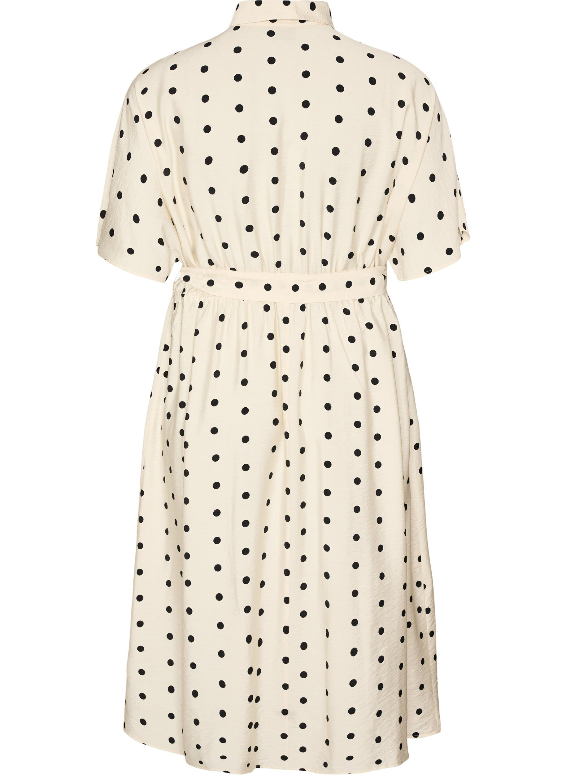 Zizzifashion Midi shirt dress in dotted viscose, Vanilla, Packshot image number 1