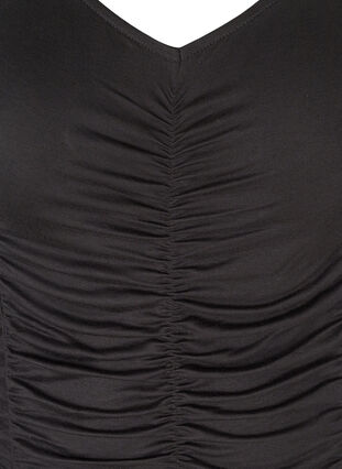 Long sleeve viscose blouse with V-neck and wrinkle, Black, Packshot image number 2