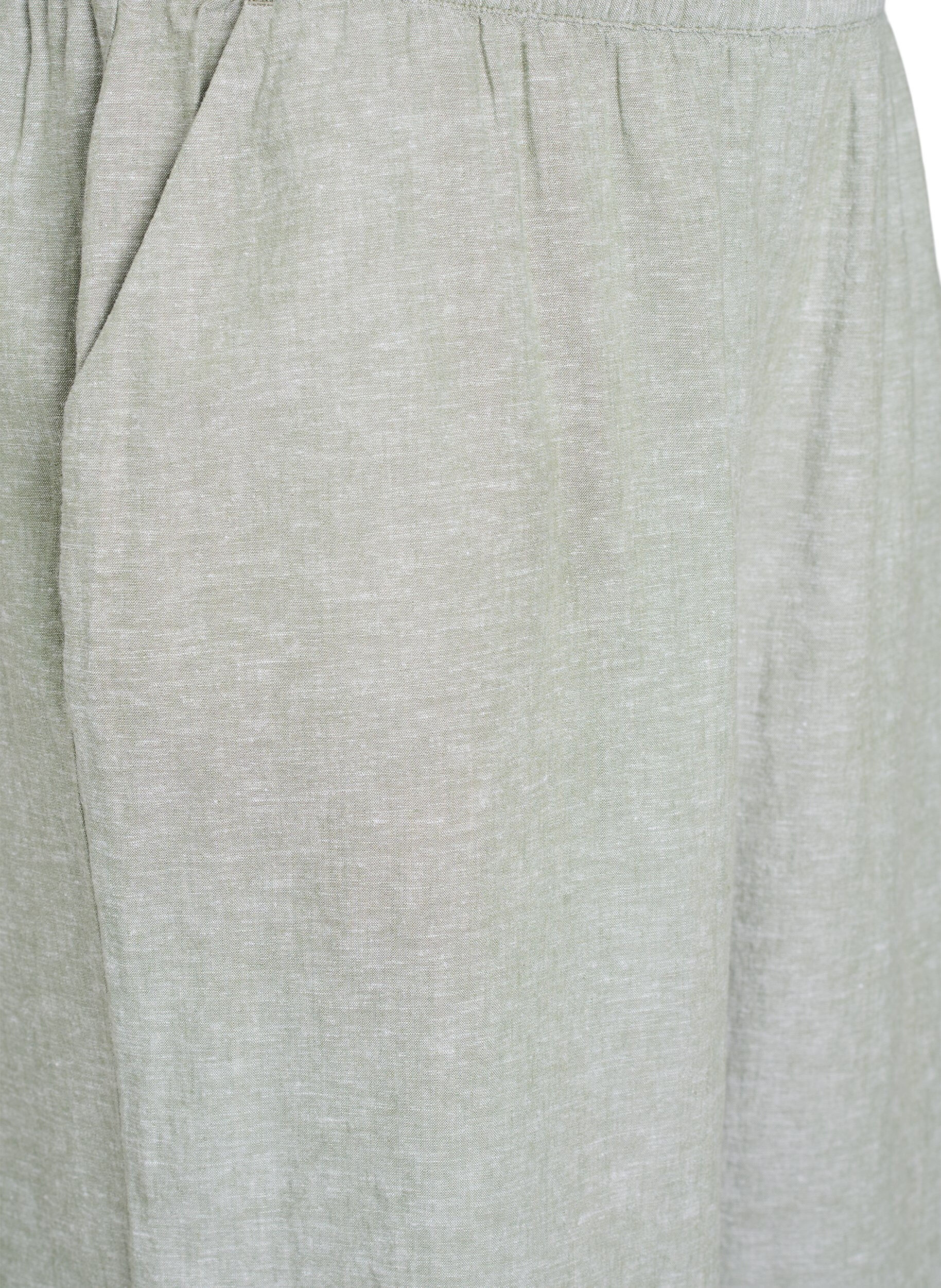 Zizzifashion Cropped trousers in linen and viscose, Green, Packshot image number 2