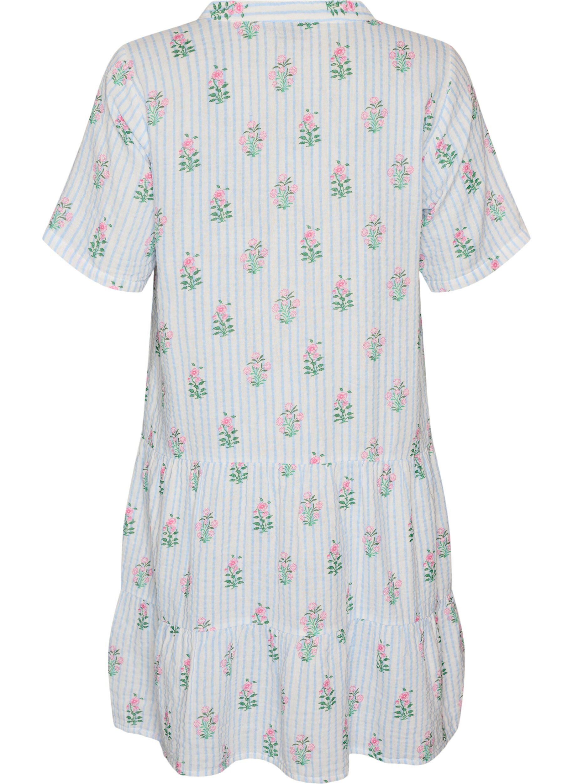 Zizzifashion Short A-line dress in cotton muslin, Vanilla, Packshot image number 1