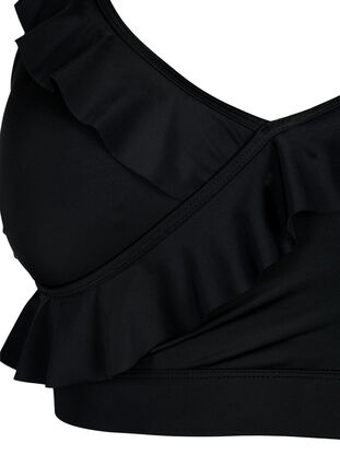 Bikini top with ruffles and removable pads, Black, Packshot image number 2