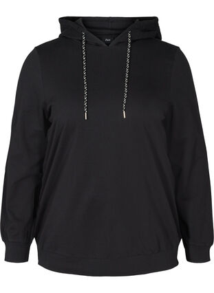 Hooded cotton sweatshirt, Black, Packshot image number 0