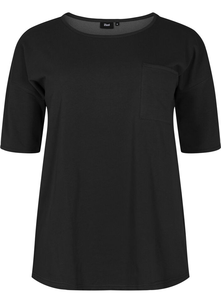 Blouse with half sleeves, Black, Packshot image number 0