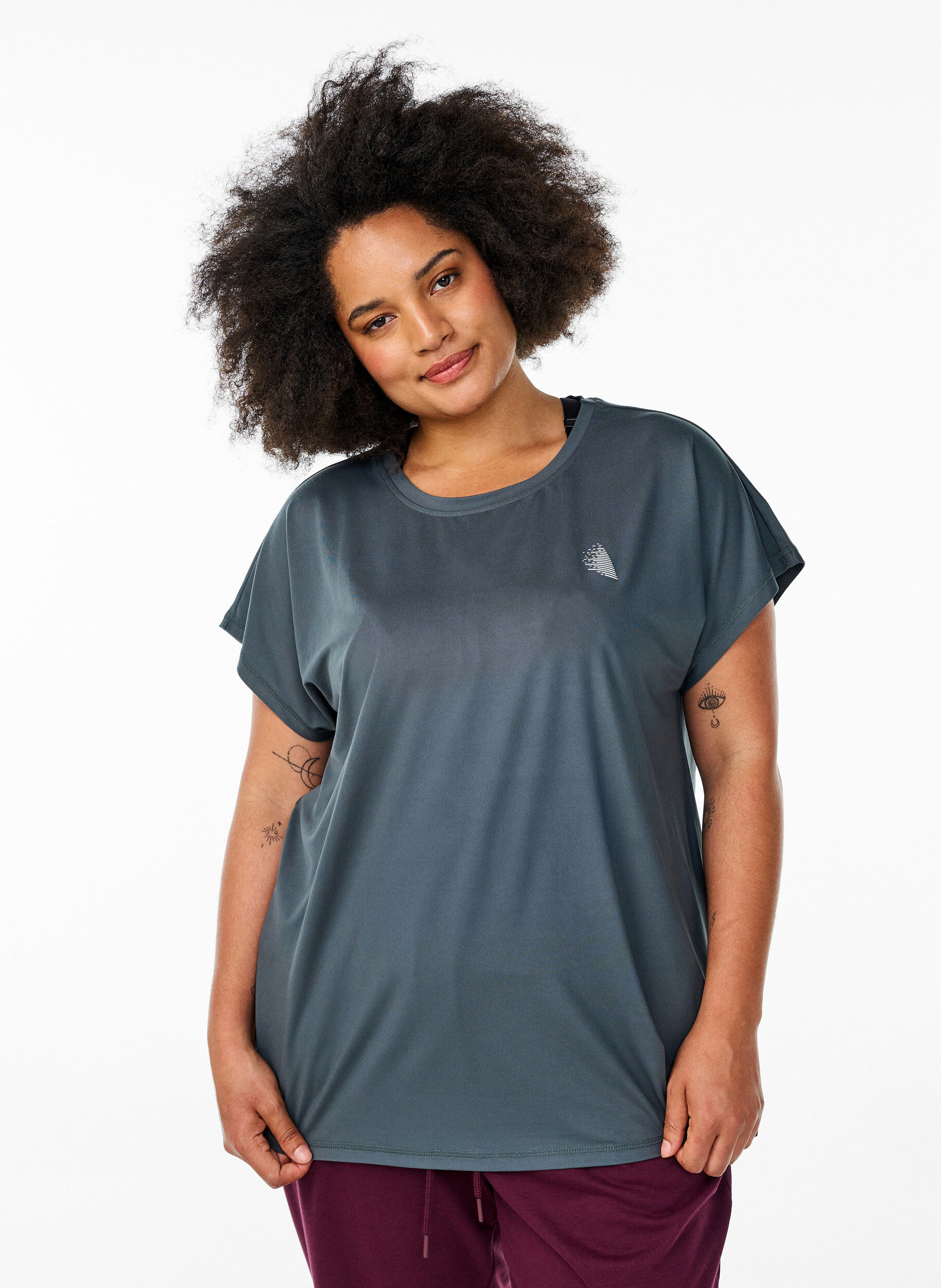 Solid-coloured training T-shirt, Green, Model
