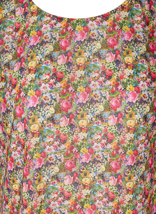 Short-sleeved blouse with a floral print, Pink Flower AOP, Packshot image number 2