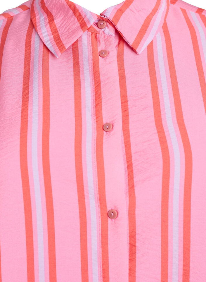 Striped viscose shirt with short sleeves, Pink, Packshot image number 2