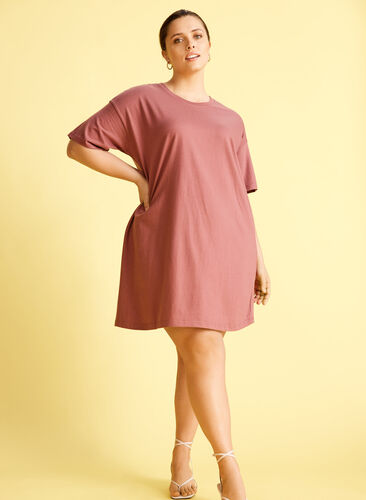 Long, short-sleeved T-shirt in cotton, Deco Rose, Image image number 0