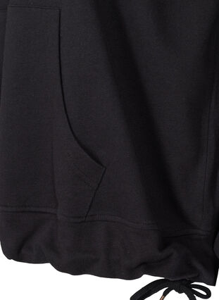 Cotton sweatshirt with a hood and pocket, Black, Packshot image number 3