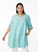 Linen and viscose tunic with A-shape, Blue, Model image number 0