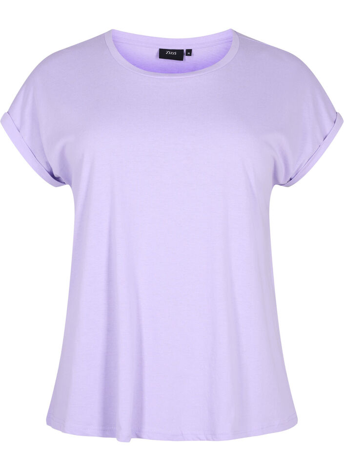 Short sleeved cotton blend t-shirt, Purple, Packshot image number 0