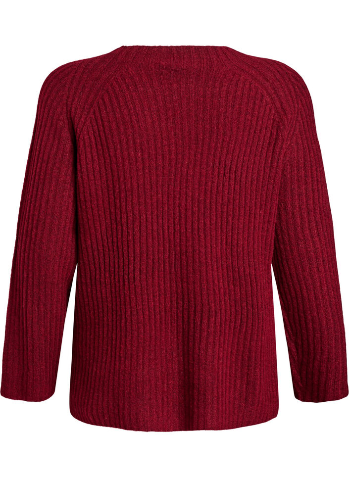Ribbed jumper with decorative buttons, Red, Packshot image number 1