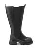 Wide fit leather boot with long shaft and elastic, Black, Packshot image number 0