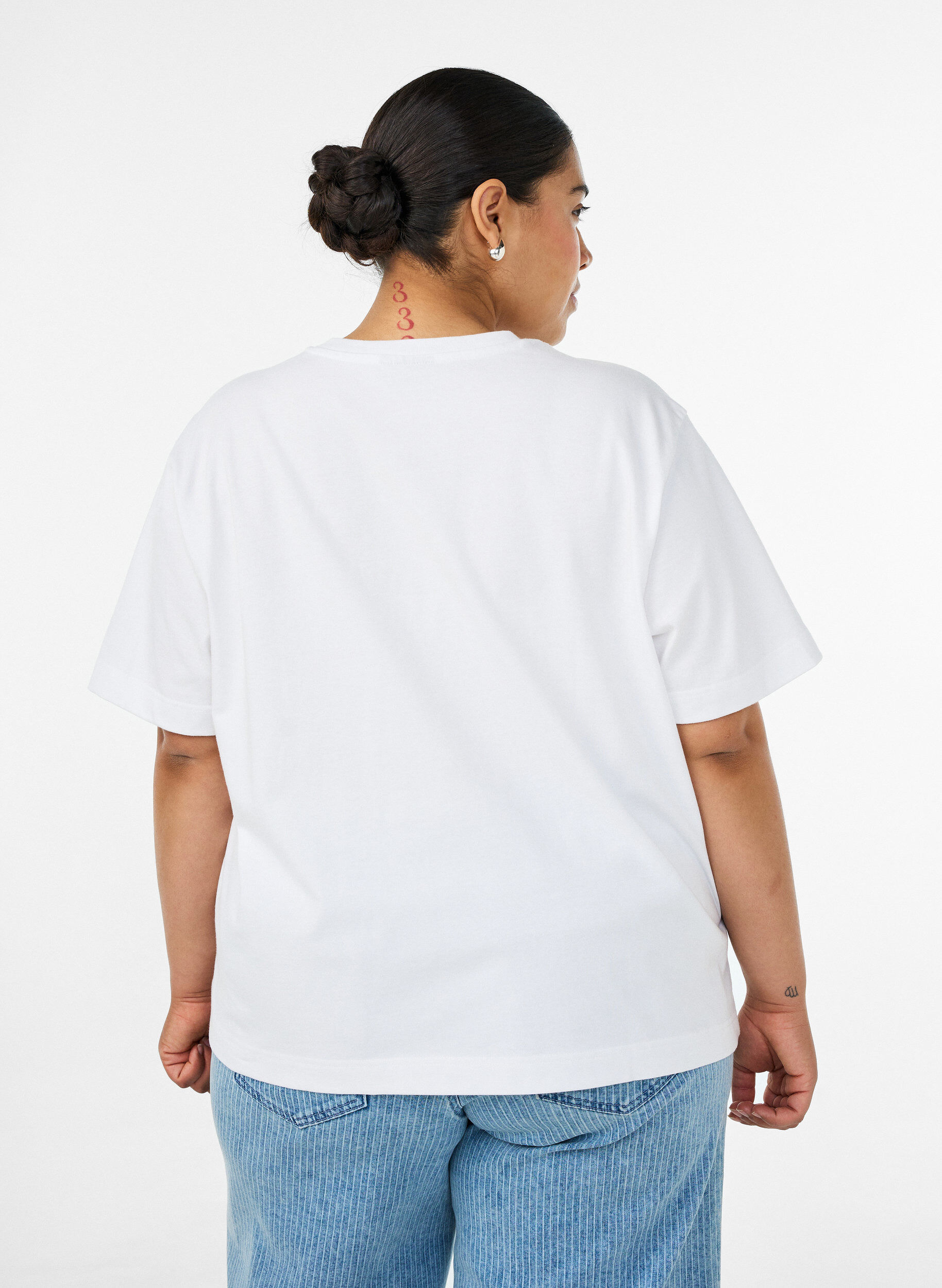 ZizzifashionBoxy cotton T-shirt, White, Model image number 2