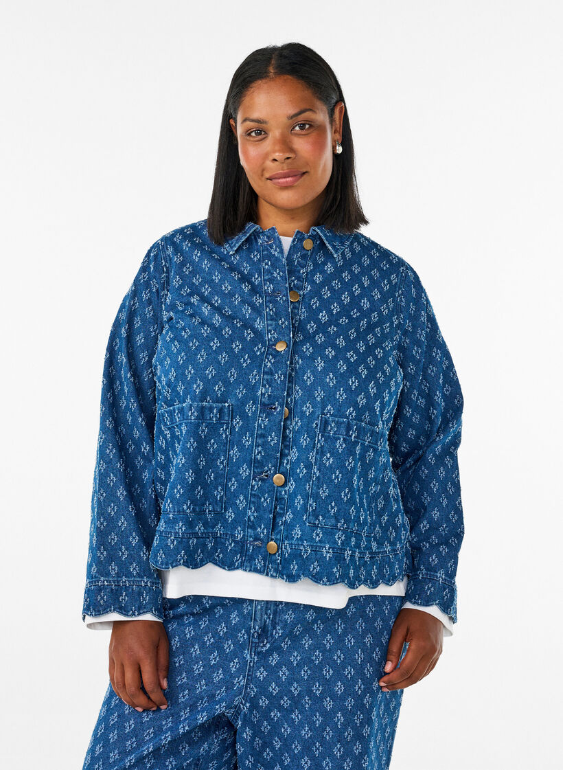 Denim jacket with a distressed pattern, Blue, Model image number 0